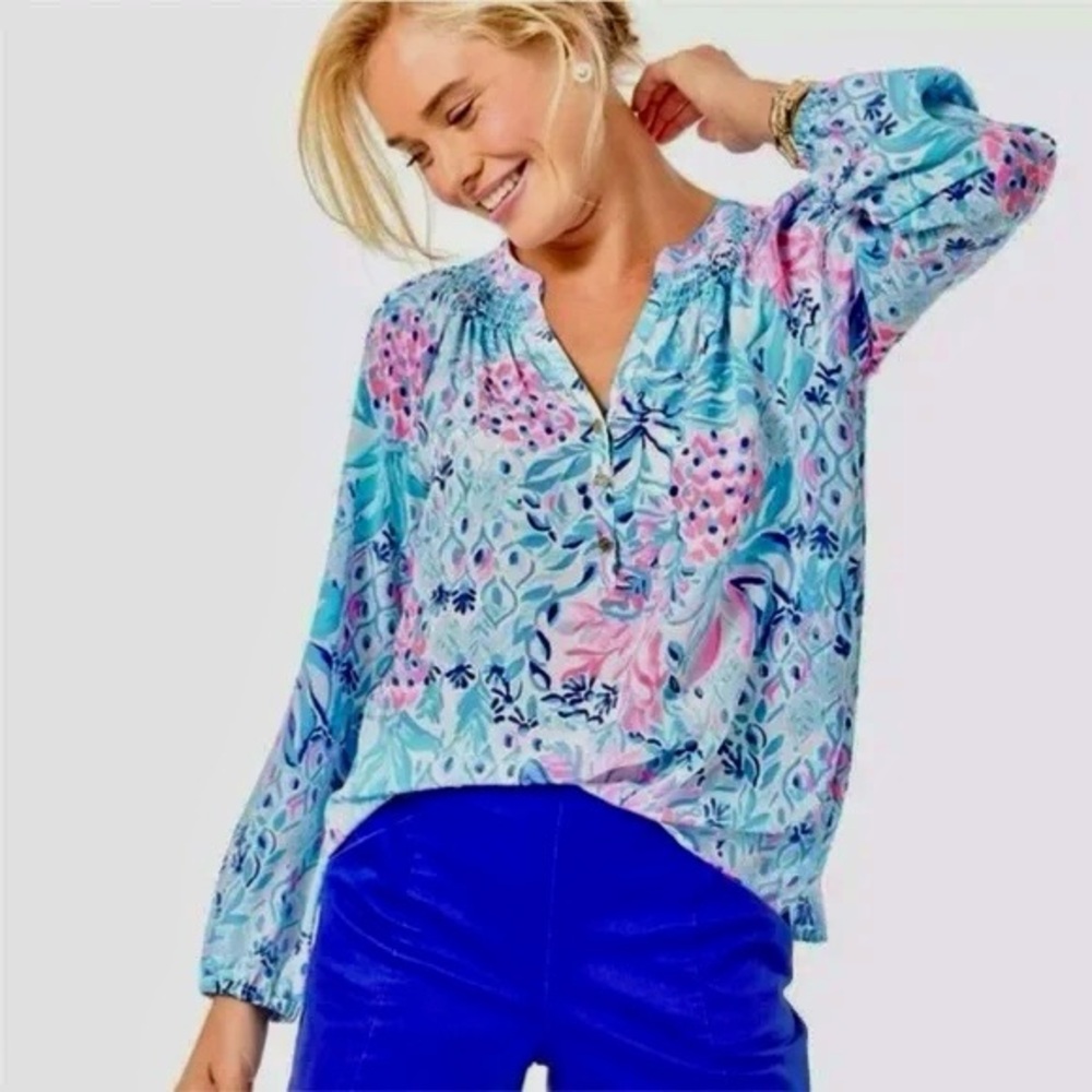 Lilly Pulitzer Elsa Silk Blouse XXS‎